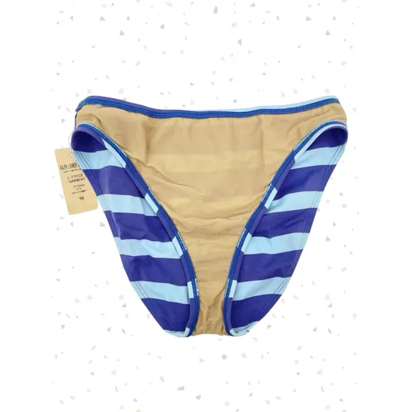 Ralph Lauren Sport Blue Aqua Y2K Wide Stripe Bikini Bottoms Coastal Pool Size 10 - Image 3