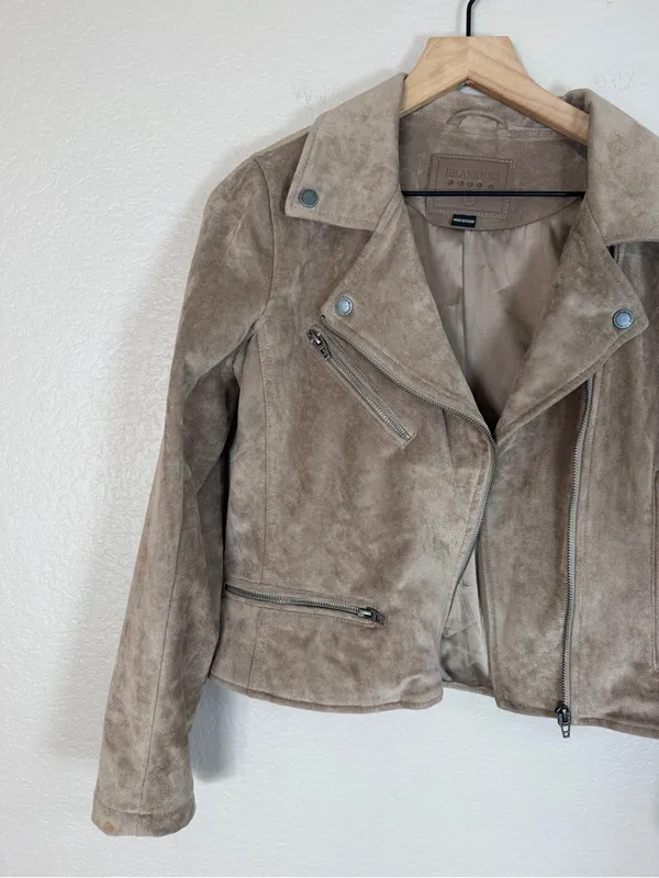 Blank NYC Taupe Suede Moto Jacket size Small $198 - Image 6