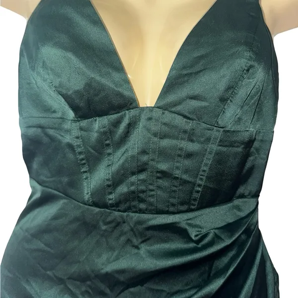 SheIn Elegant Green Satin Slip corset Dress - Image 5