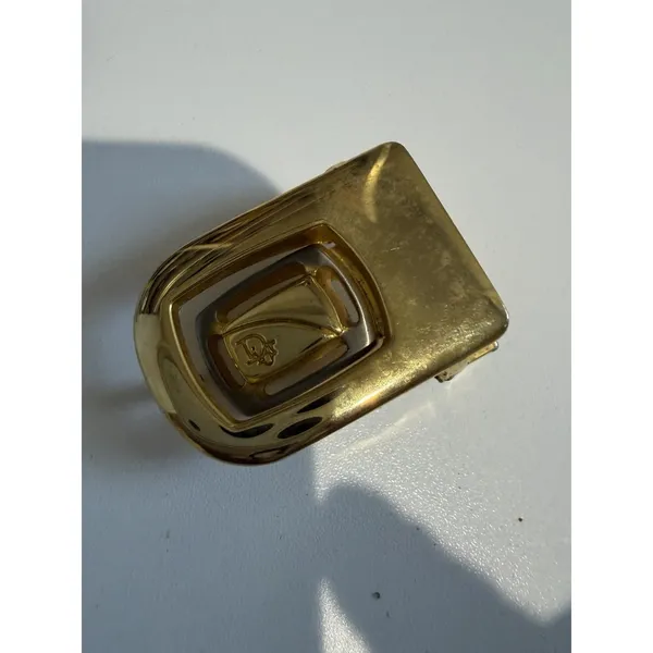 VTG Christian Dior Two Tone Gold Belt Buckle‎ Signed Designer Estate Sale - Image 2