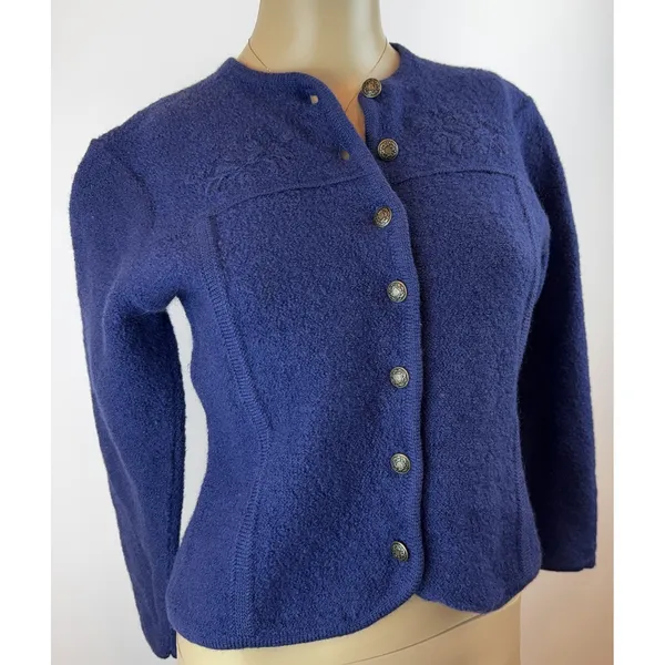 Vintage Pendleton Blue Wool Tailored Cropped Button-Up Jacket Preppy‎ XS-S - Image 2