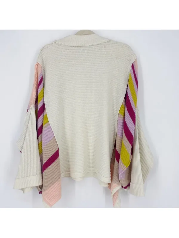 Free People Susie Swit Oversized Pullover Sweater M Mockneck Colorful Striped - Image 9