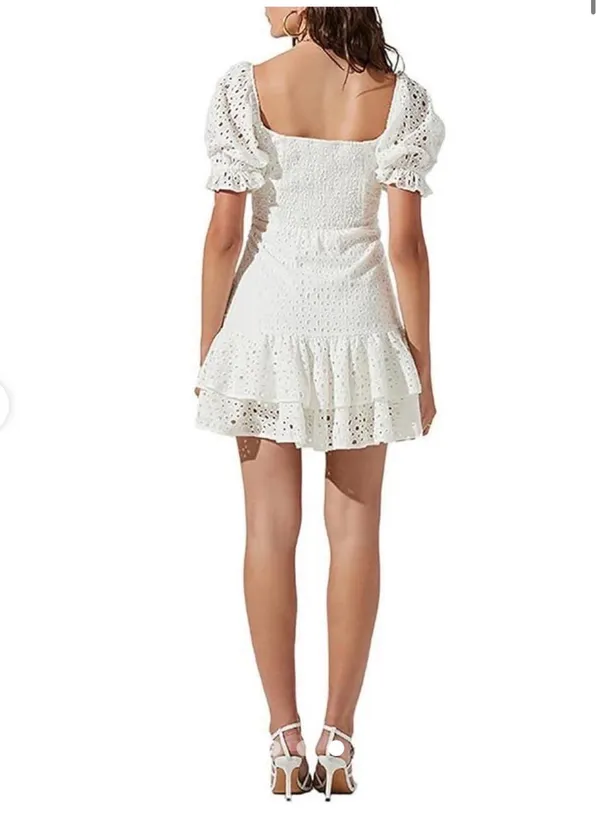ASTR The Label White Mini Eyelet Dress Puff Sleeve - Image 6