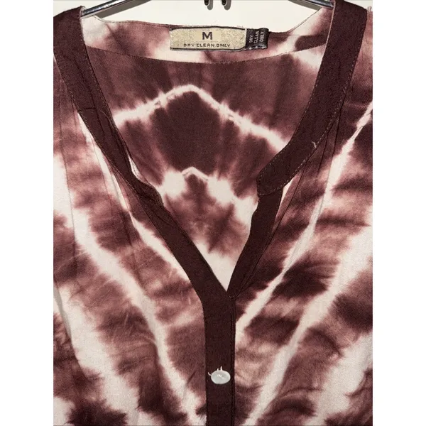 Women's Brown & White Tie Dye Maxi Dress Size Medium Boho Hope Cottage Core - Image 2