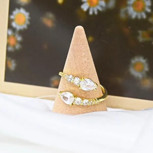 Gold Crystal Bypass Ring - Image 3
