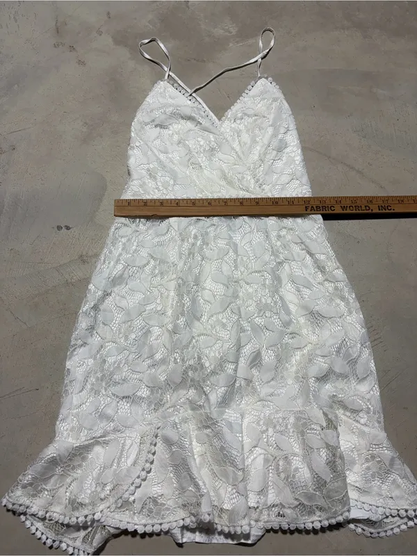 Saints + secrets White Lace Spaghetti-Strap Mini Dress medium bridal - Image 12