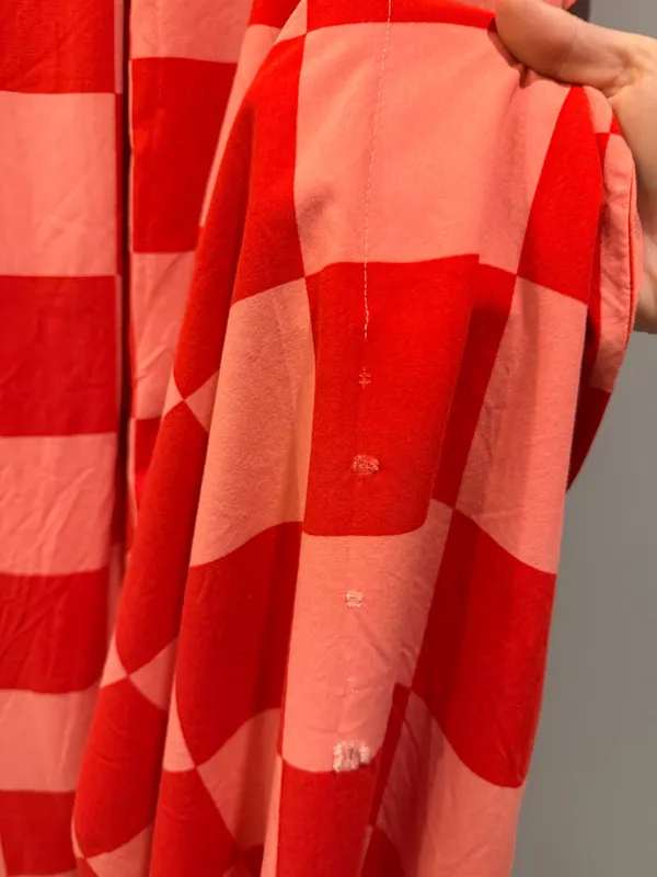 The Drop Katie Sturino Checkerboard Print V-Neck Kaftan Maxi Dress Pink and Red - Image 7