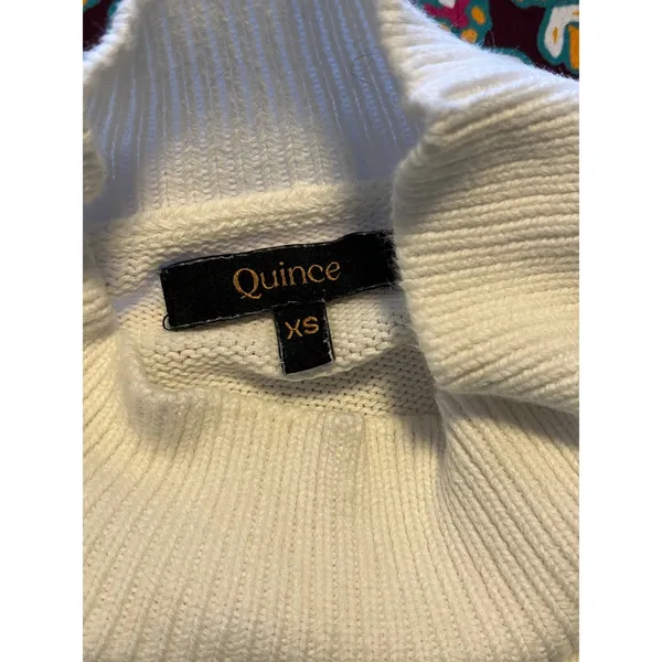 Quince White 100% Organic Cotton Mock Neck Raglan‎ Sweater Womens XS SHWDC01 - Image 3