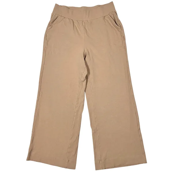Pact Wide Leg Pant Women's Large Organic Rib Cotton Pull On Lounge Airport Beige - Image 2