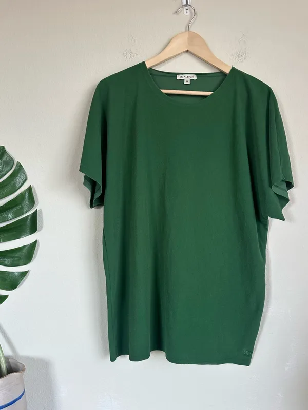 Albion Green Terry Textured Short Sleeve Relaxed Top - Image 3