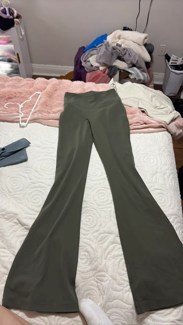 Lululemon Flare Leggings Green Olive - Image 4