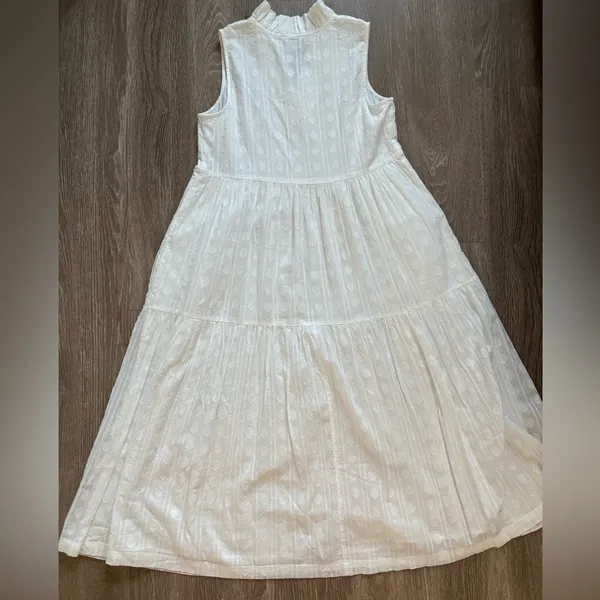 Crown &‎ Ivy Dress Women's Size Small White Tiered Cotton Preppy Coastal Beachy - Image 4