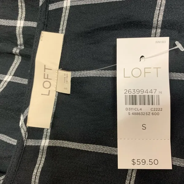 NWT‎ Loft windowpane peplum wrap top - Image 7