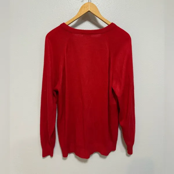 Designer’s Original Red Button-Up Cardigan – Size Large - Image 2