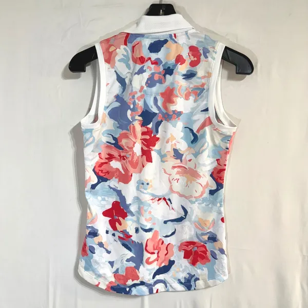Walter Hagen Performance 11 Sleeveless Golf Polo XS White Gouache Floral Top NEW - Image 4