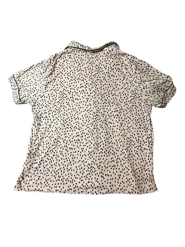 Simply Vera Vera Wang XL Pajama Top Pink Black Polka Dot SS Button Front Lounge - Image 3