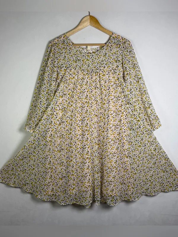 Paper Crown Anthropologie Droplets Dress Sz L Floral Swing Babydoll Boho Cottage - Image 7