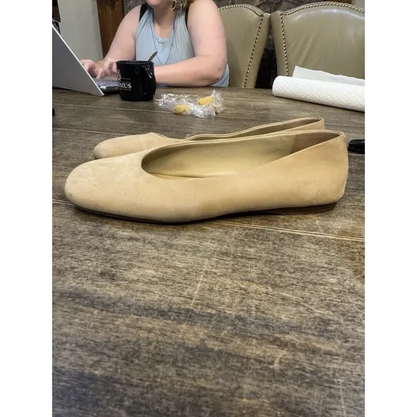 Vince Womens Leah Square Toe Leather Ballet Flats Beige Nude Size 40 US 9 - Image 3