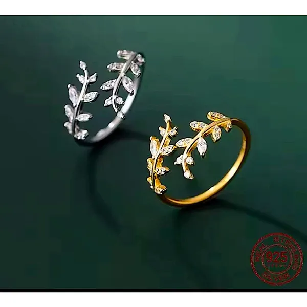 Boutique Sparkly 5a Cz‎ Leaf Ring | White Gold Plated Sterling Silver - Image 11