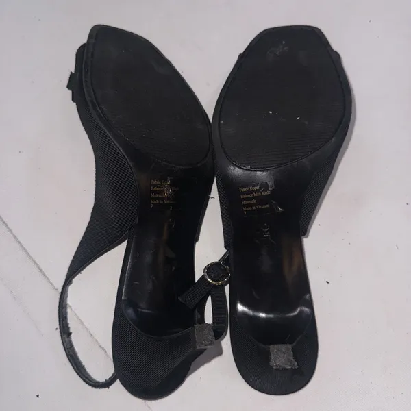 Coach & Four Black Classic Square Slingback Bow Minimalist Career Kitten Heels 9 - Image 2