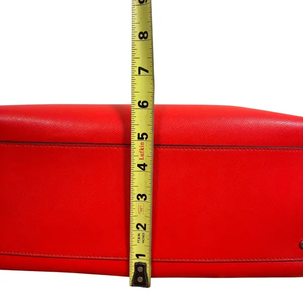 Kate Spade New York Red Orange Saffiano Leather Tote Bag Shoulder Purse Gold - Image 8