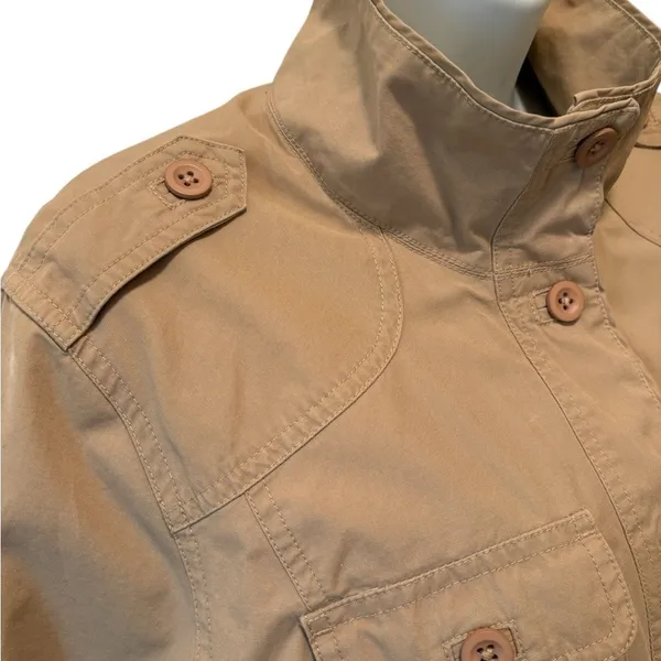 L.L. Bean Women’s Utility Chic Cargo Jacket Sz M-Reg Beige Pockets Military - Image 4