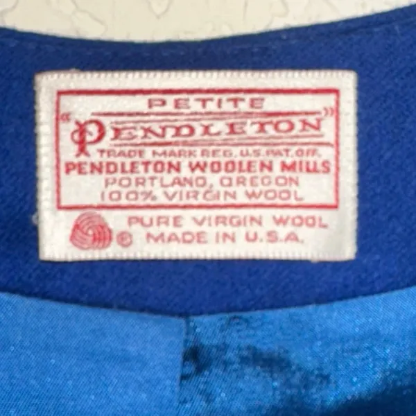 Pendleton Vintage‎ Royal Blue Cropped Virgin Wool Button Front Jacket Petite - Image 3