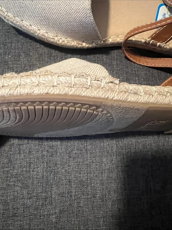 Time and Tru Beige and Tan Espadrille Sandals with Ankle Strap - Image 7