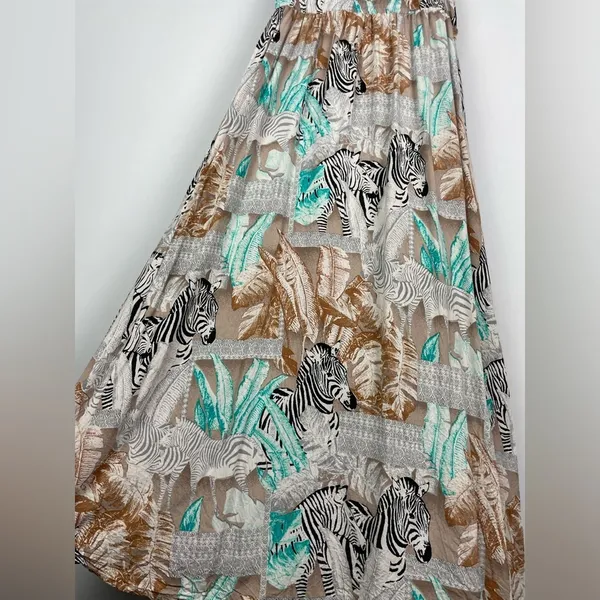 Two by Vince Camuto Tribal Beat Safari Zebra High Low‎ Faux Wrap Midi Dress - Image 11