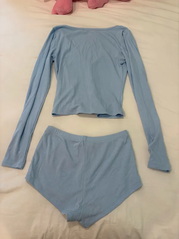 White Fox Boutique Blue Matching Lounge Set - Image 5