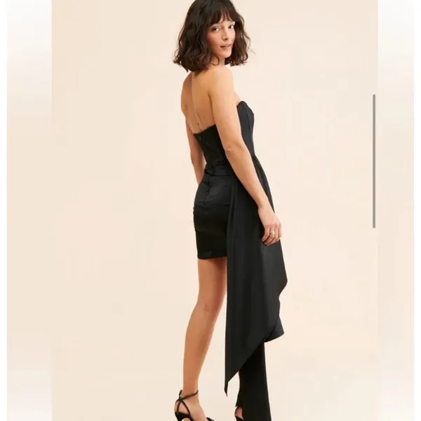 Katie May Black Strapless Mini Dress with Draped Side Panel Size S - Image 2