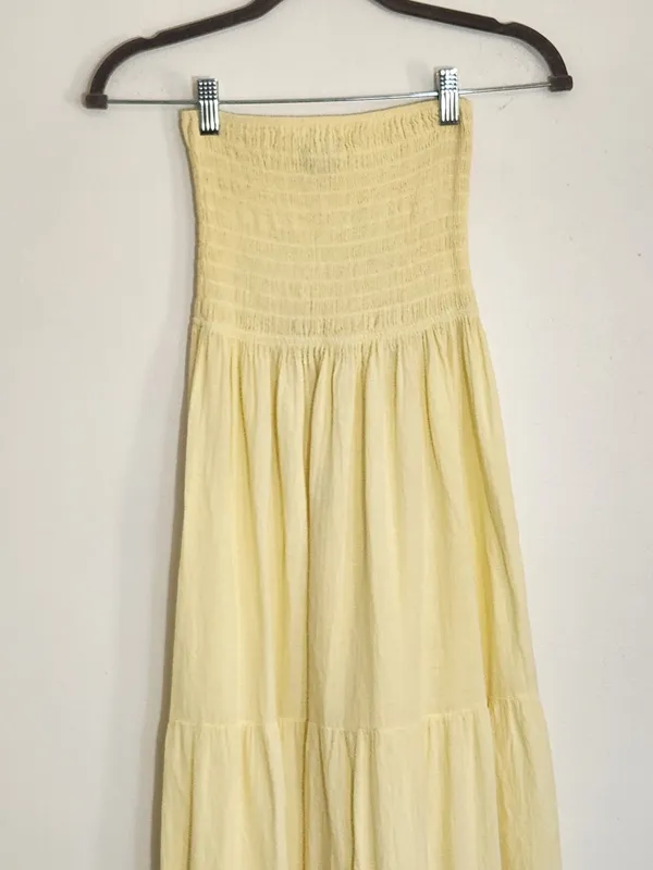 Sea Spice Yellow Boho Strapless Maxi Dress Size XL - Image 3