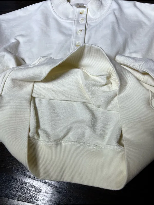 Calia Cream Mock Henley Sweatshirt Boxy Size Large - Image 5