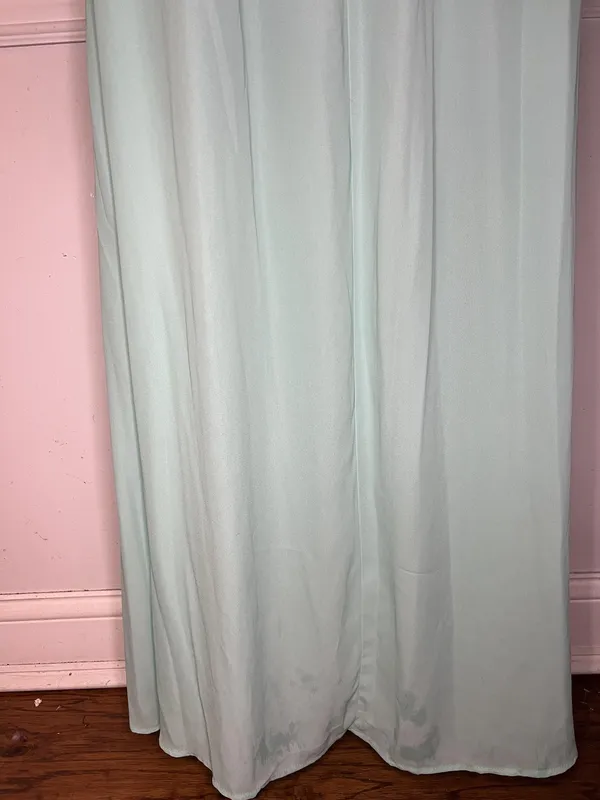 Show Me Your MuMu Dress Womens Large Green Halter Backless Chiffon Maxi Slit - Image 10