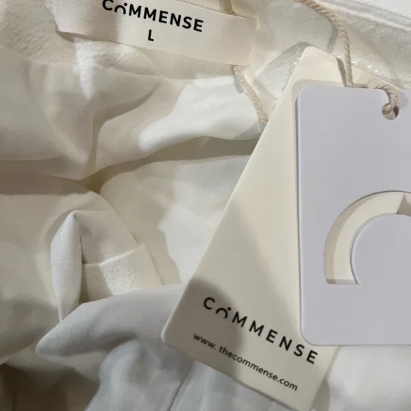 CoMMENSE Tied Halter Open Back Cotton Linen Midi Dress White Large NWT Sold Out - Image 9