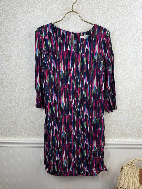 BODEN Beaufort Pink Watercolor Shift 3/4 Sleeve Dress - Size - 6 Long - Image 6