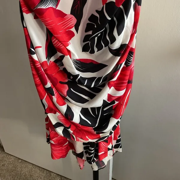 Vintage Hearts Strapless Red Floral Mini Dress 5 90s Y2K Party Coquette Retro - Image 7