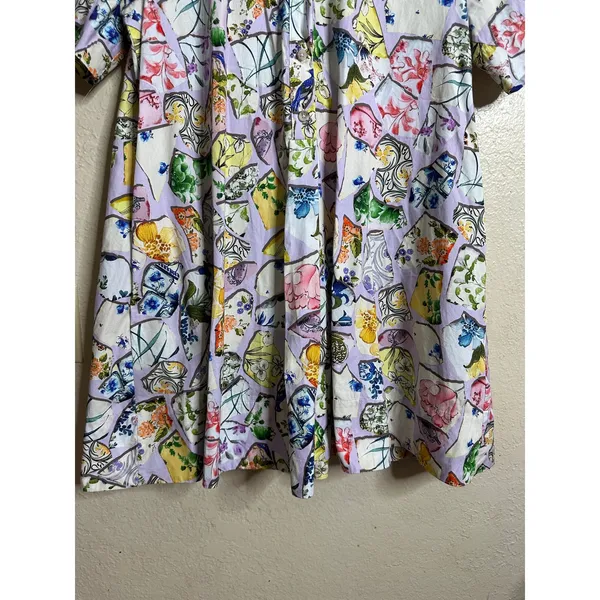 Anthropologie Pollie Short-Sleeve Swing Tunic Mini Dress Shattered Porcelain M - Image 5