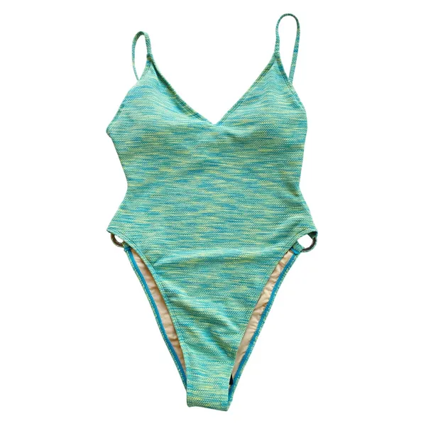 Cotton On Body NWT Strapy One Piece Brazilian Swimsuit Green Blue Space Dye M - Image 3