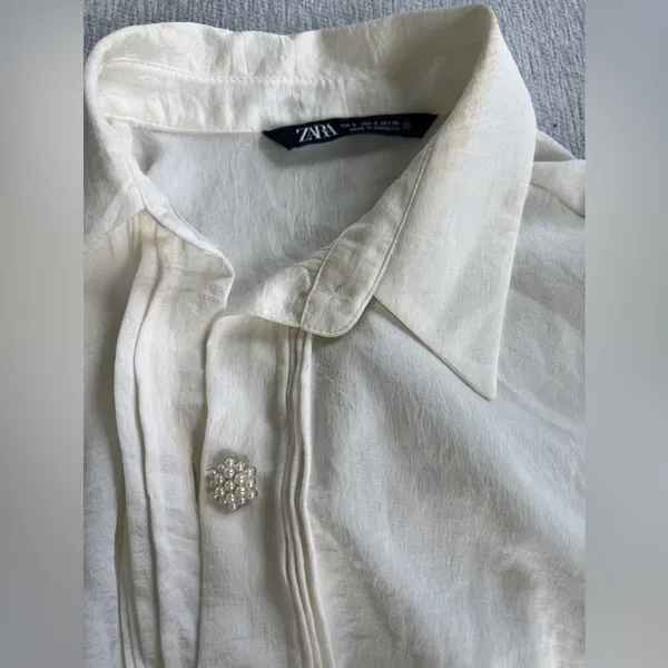 Zara Pearl Detail Buttondown Blouse - Image 2