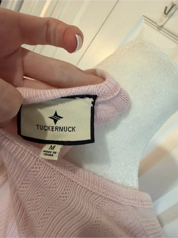 Tuckernuck Pointelle Bridgette Tee Baby Pink Size Medium - Image 4