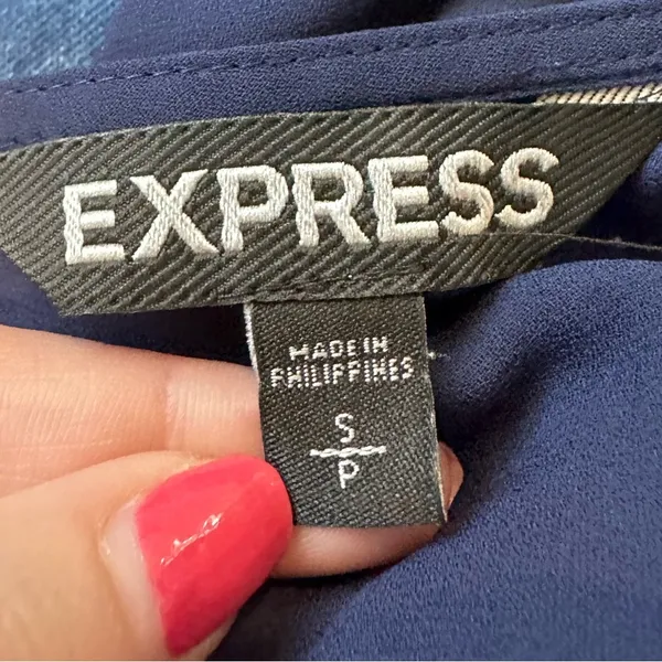 Express High Low Blue Short Sleeve Top Semi-Sheer Size‎ Small - Image 3
