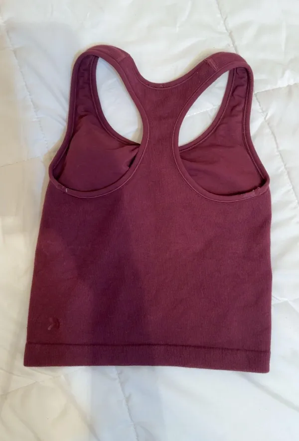 Burgundy Ribbed Racerback Tank Top - Image 2