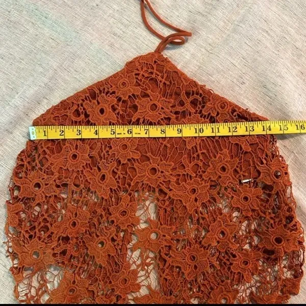 NWOT Free People Rust Burnt Orange Seychelle Lace Top Sz S - Image 6