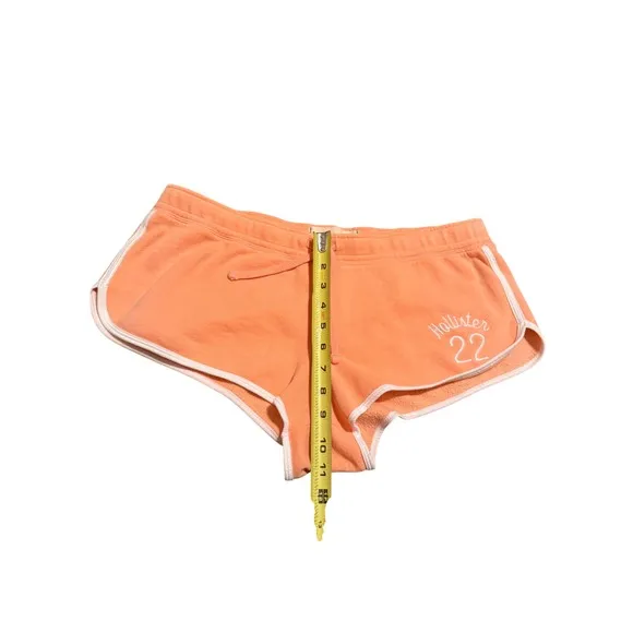 Y2K‎ Hollister Micro Mini Shorts Pastel Peach Retro Track Stripe Lounge Size L - Image 8