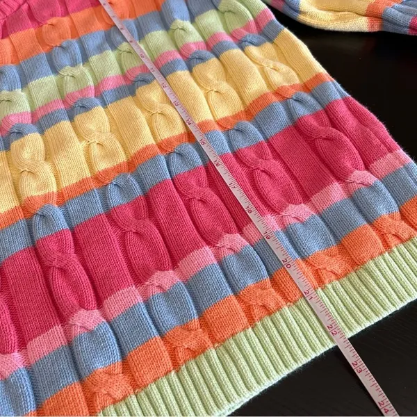 Appleseeds Women’s Striped‎ Pastel Rainbow Sweater Cable Knit Chunky PXL - Image 10
