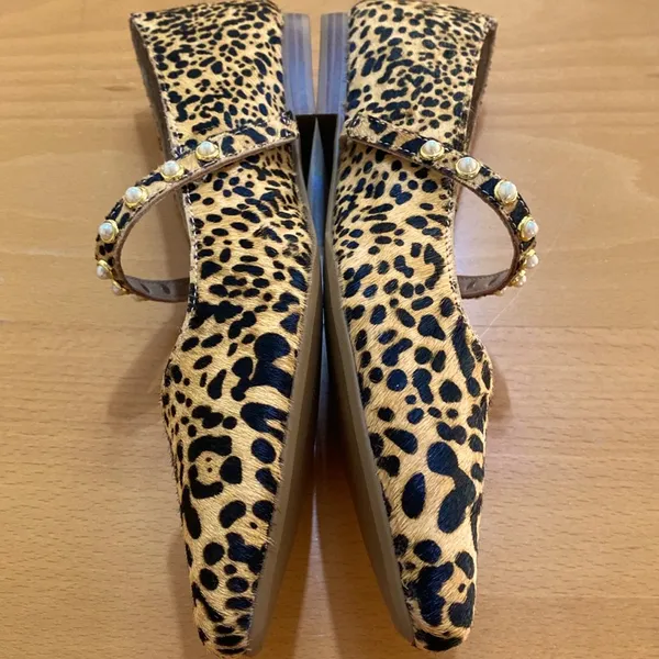 Crown & Ivy Pearl Strap Ballerina Flats - Cheetah size 8.5 - Image 5