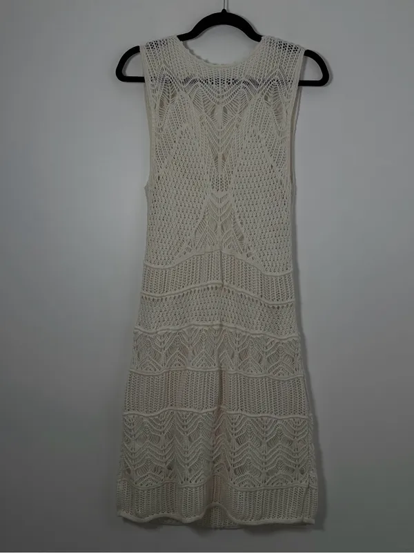 Abercrombie & Fitch Women’s White Crochet Lace Mini Dress Size Large Boho - Image 2
