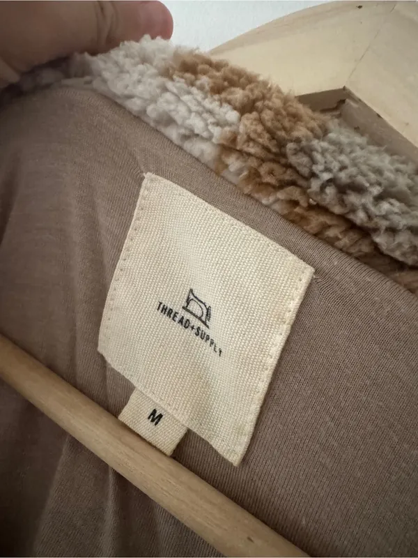 Thread & Supply Geometric Brown and White Aztec Sherpa Quarter Zip - Image 6