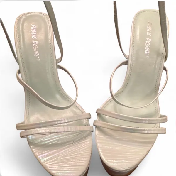 Public Desire Lace Up Wrap Heels White Strappy Sandals Block Heel UK 5 US 7 NEW - Image 4